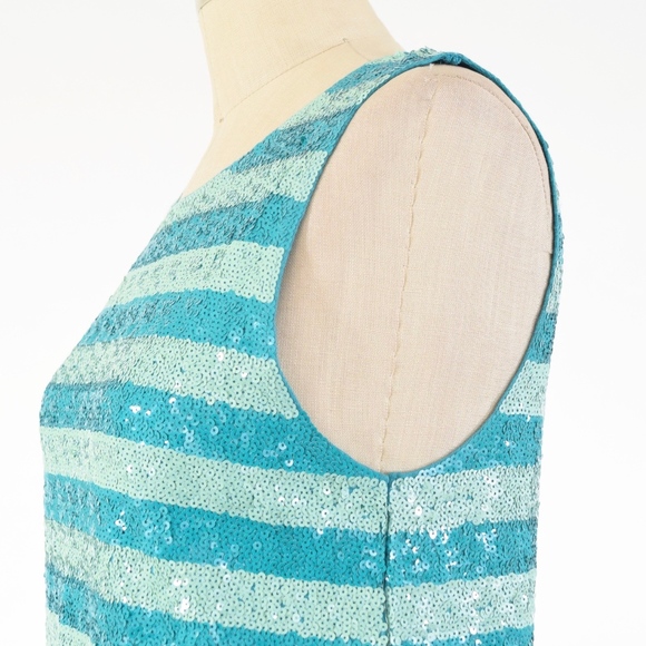 NWT J.Crew Sequin Stripe Tank in Green - Picture 3 of 7